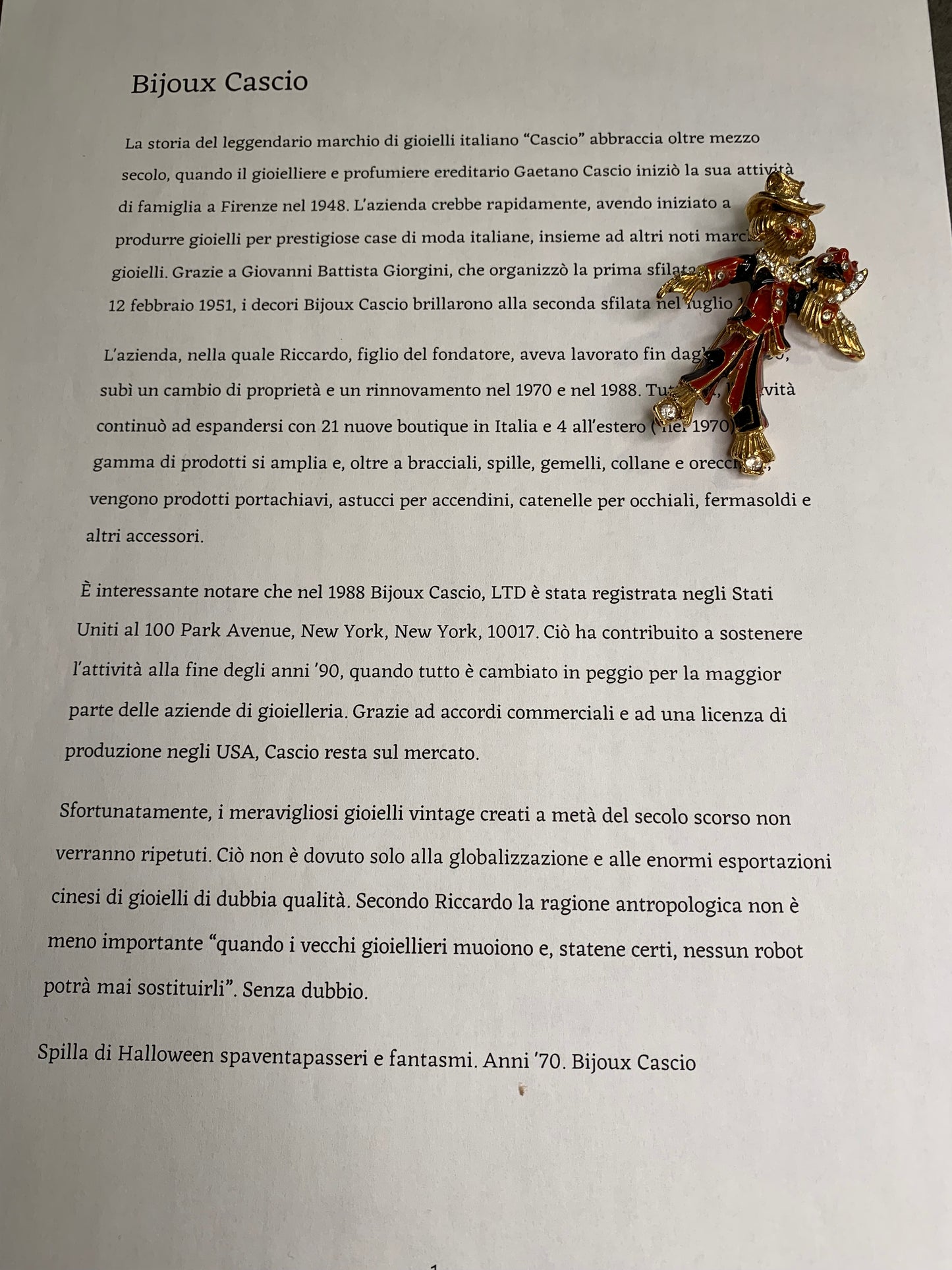 Spilla Cascio Bijoux