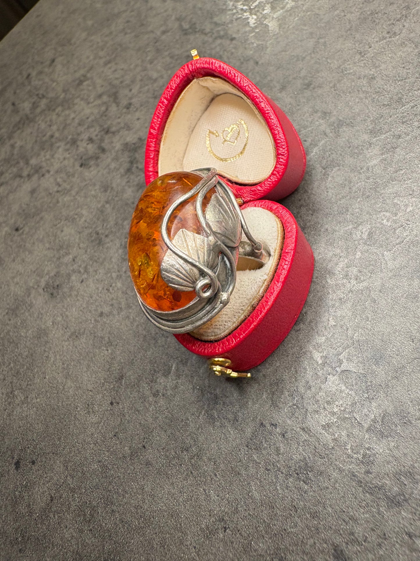 Anello Argento e Ambra