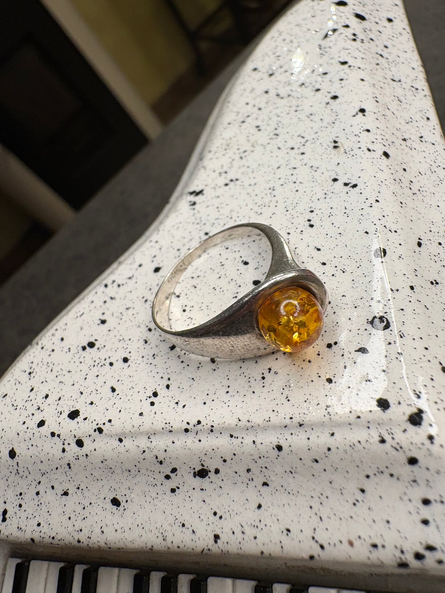 Anello Argento e Ambra