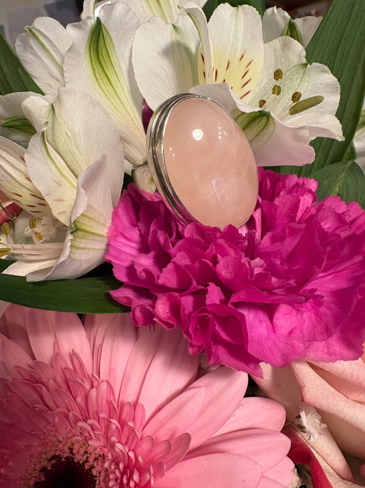 Anello Argento e Quarzo rosa