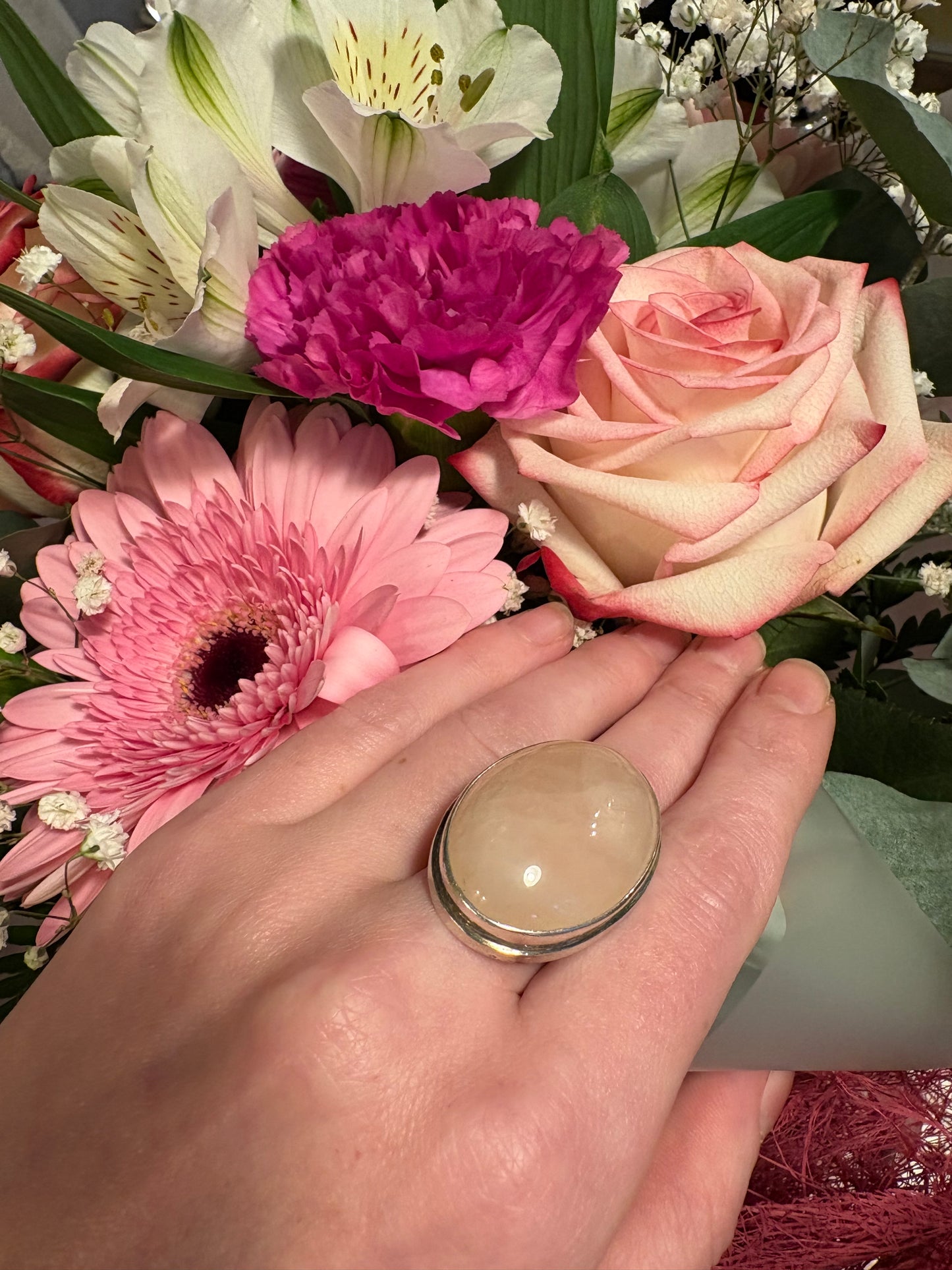 Anello Argento e Quarzo rosa