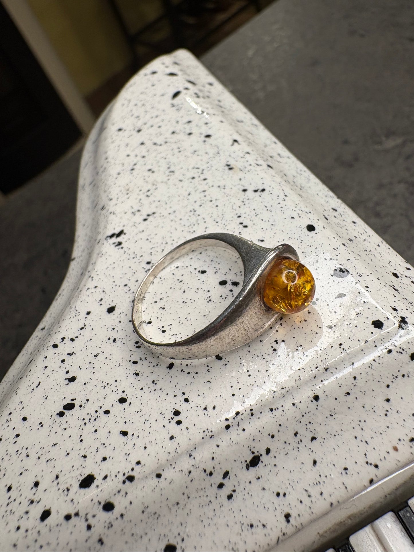 Anello Argento e Ambra