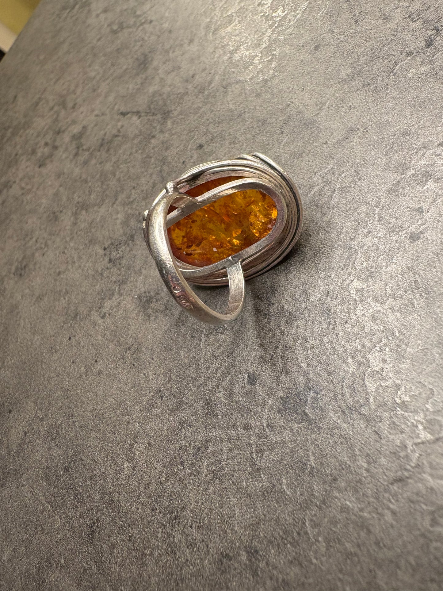 Anello Argento e Ambra