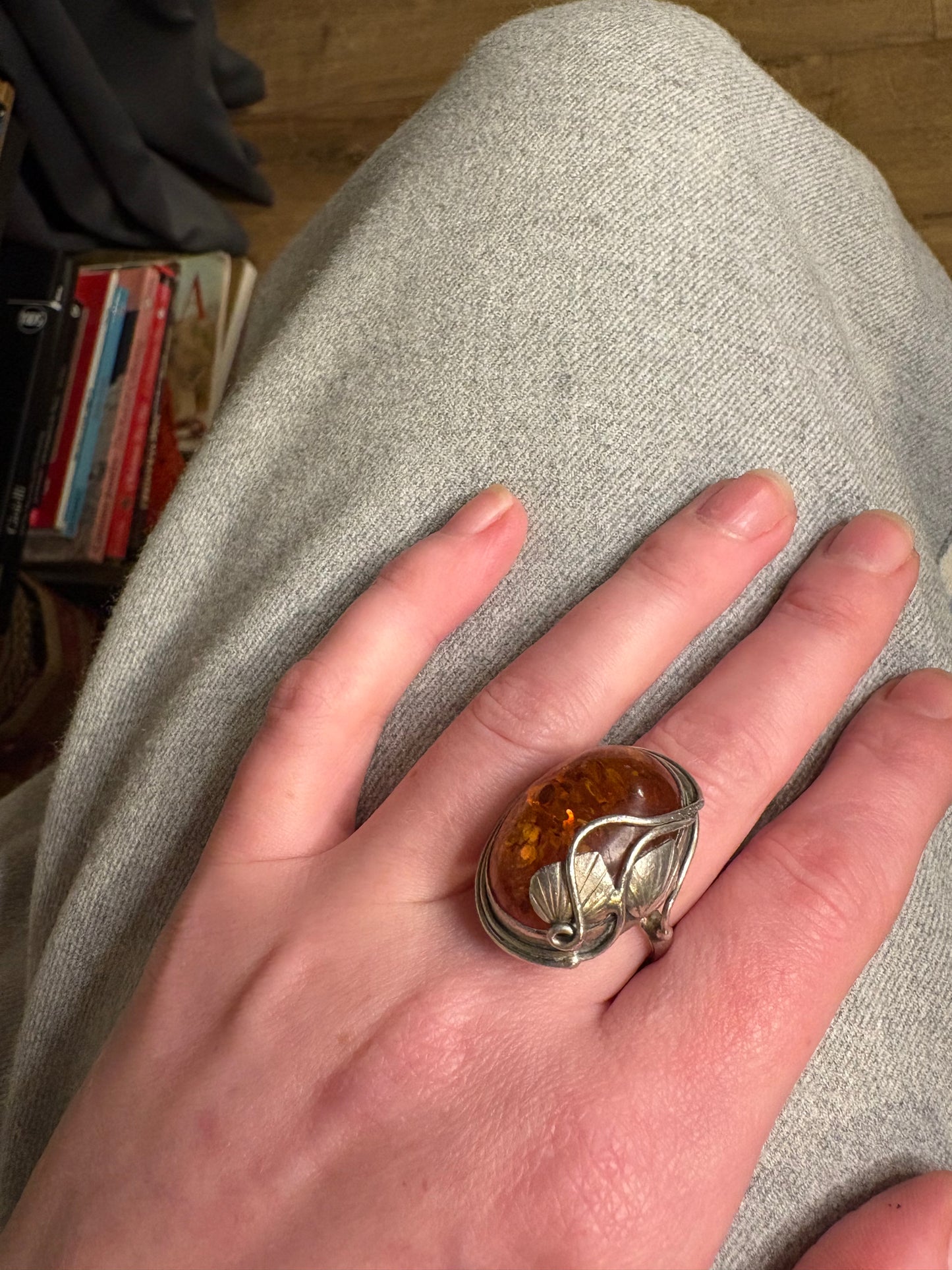 Anello Argento e Ambra
