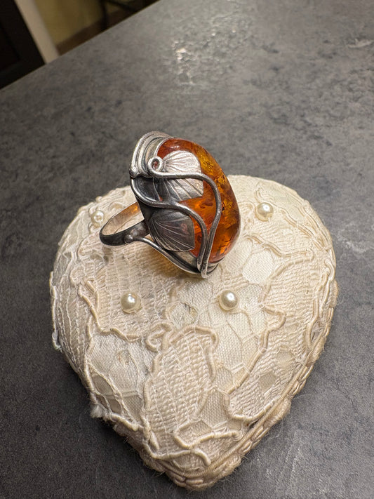 Anello Argento e Ambra