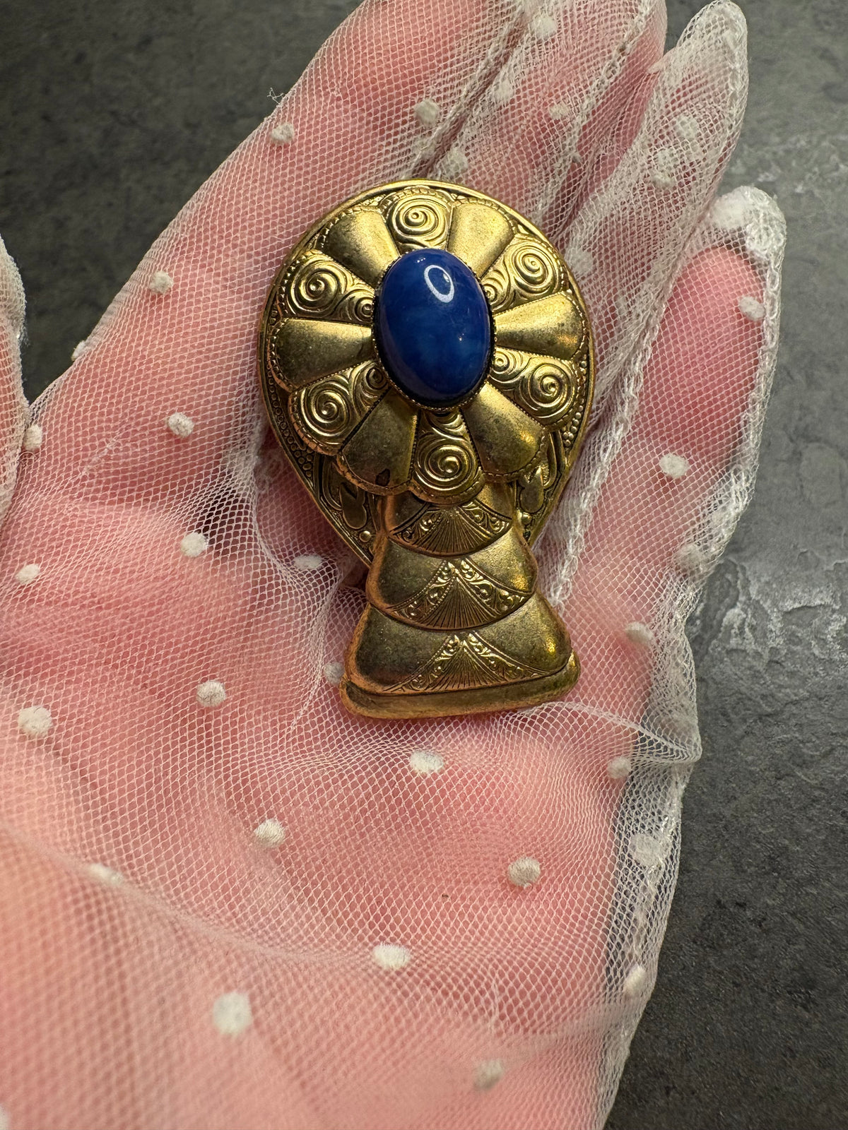 Spilla Cabochon blu