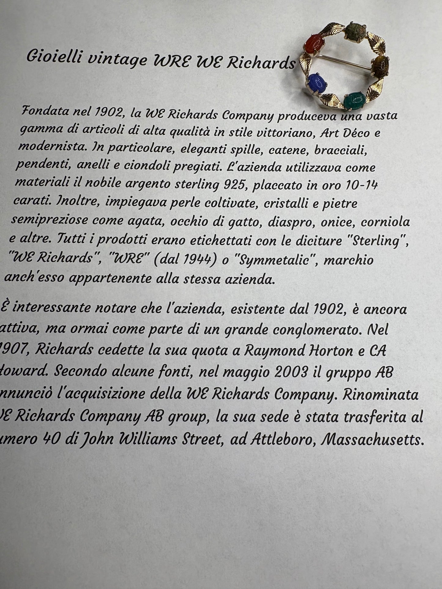 Spilla WRE Richards