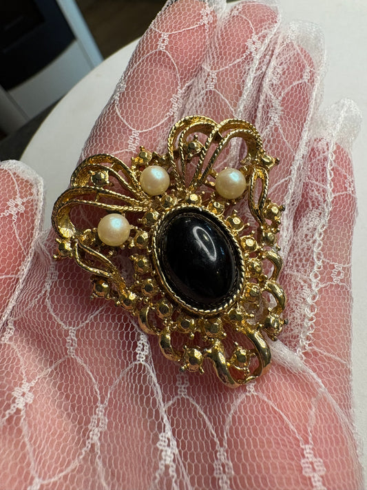 Spilla Cabochon Nero