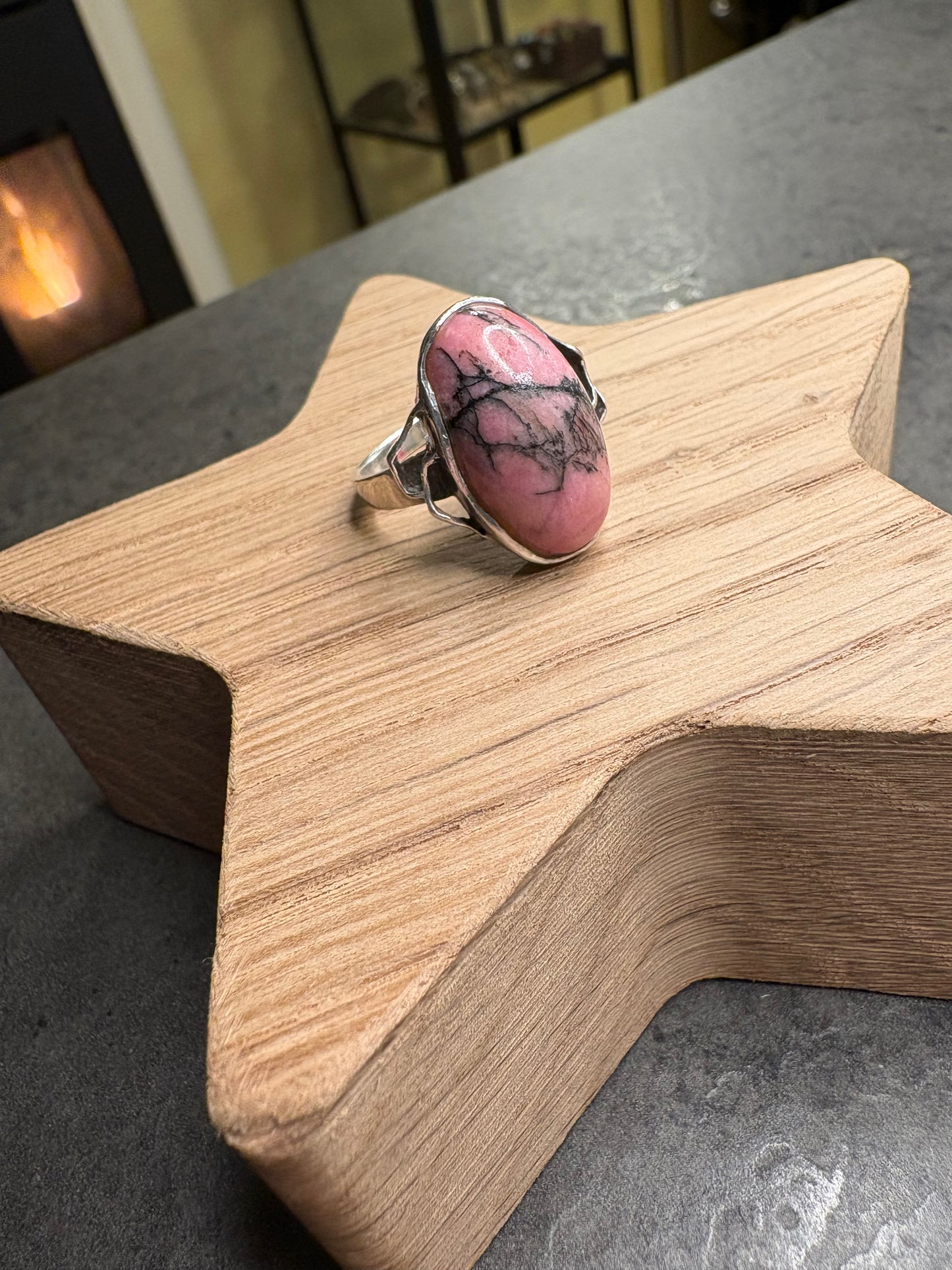 Anello Argento 835 e Rodonite