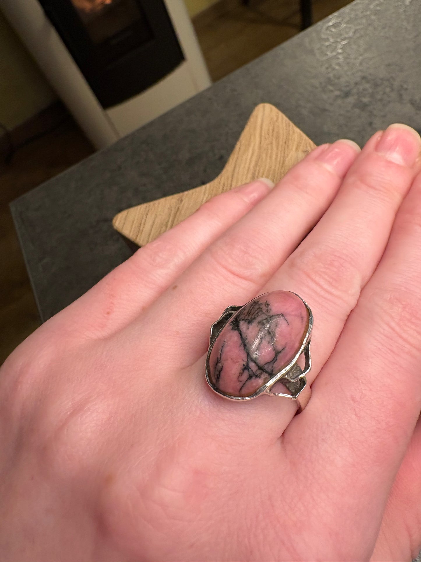 Anello Argento 835 e Rodonite