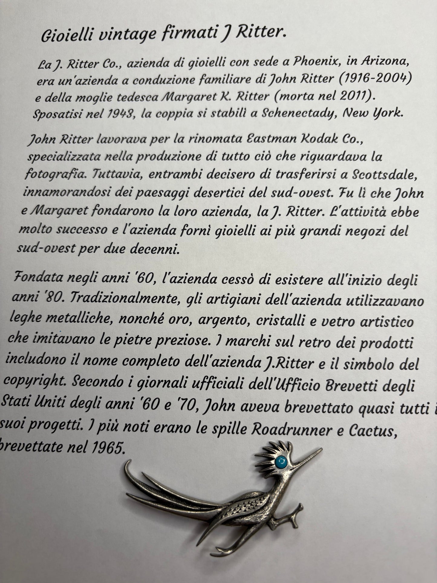 Spilla Roadrunner J.Ritter